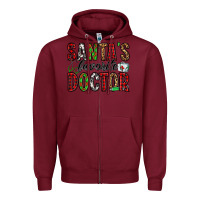 Burgundy santa's favorite doctor Zipper Hoodie - Jasminsmagicworld