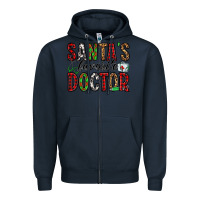 Navy santa's favorite doctor Zipper Hoodie - Jasminsmagicworld