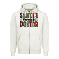 Oatmeal Heather santa's favorite doctor Zipper Hoodie - Jasminsmagicworld