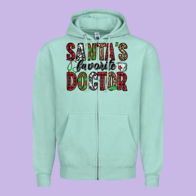 Santa's Favorite Doctor Zipper Hoodie Designed By Jasminsmagicworld