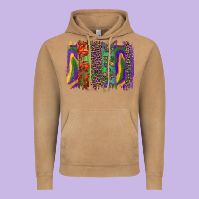 Vintage Hoodie Mardi Gras Brushstrokes