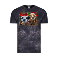 Christmas Heifers With Leopard And Cowhide Background Vintage Tee | Teevron