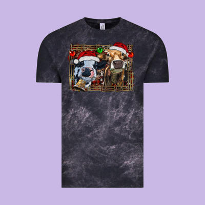 Christmas Heifers With Leopard And Cowhide Background Vintage Tee Designed By Ranaportraitstore