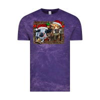 Cloud Purple christmas heifers with leopard and cowhide background Vintage Tee - RanaPortraitStore