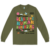 Army Green customized teacher dear tiny human behind me back Long Sleeve Tee - JahusDesignShop