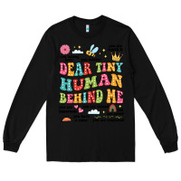 Black customized teacher dear tiny human behind me back Long Sleeve Tee - JahusDesignShop