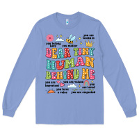 Colony Blue customized teacher dear tiny human behind me back Long Sleeve Tee - JahusDesignShop
