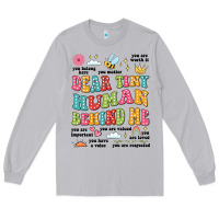Moon Dust customized teacher dear tiny human behind me back Long Sleeve Tee - JahusDesignShop