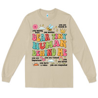 Mushroom customized teacher dear tiny human behind me back Long Sleeve Tee - JahusDesignShop