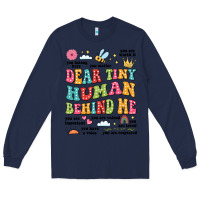 Navy customized teacher dear tiny human behind me back Long Sleeve Tee - JahusDesignShop