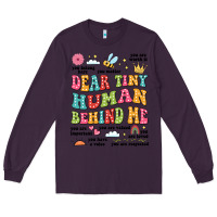 Plum customized teacher dear tiny human behind me back Long Sleeve Tee - JahusDesignShop