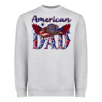 Heather Grey American dad with cowboy Heavyweight Sweatshirt - texasbilliewilder