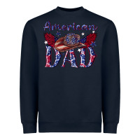 Navy American dad with cowboy Heavyweight Sweatshirt - texasbilliewilder