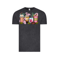 Vintage Black flowers coffee cups Vintage Tee - Zillion Design Studio