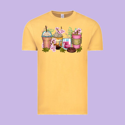 Flowers Coffee Cups Vintage Tee Designed By Zillion Design Studio
