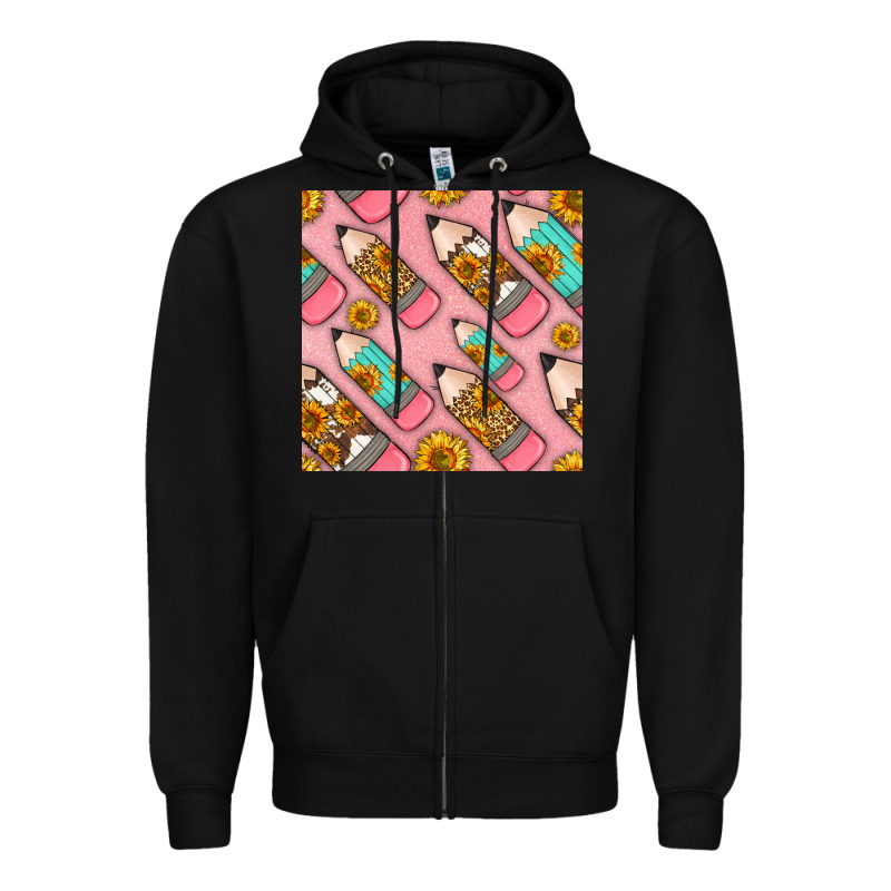 Western Pencil Seamless Pattern Zipper Hoodie by BundleAndBundleShop | Teevron