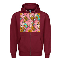 Burgundy western pencil seamless pattern Zipper Hoodie - BundleAndBundleShop