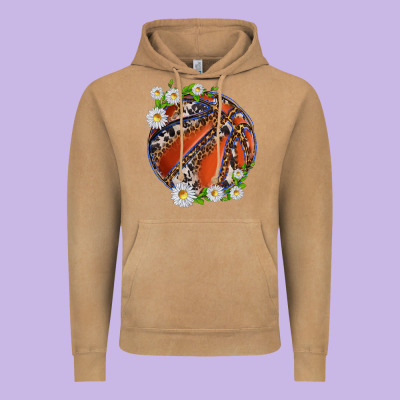 Basketball With Patterns And Daisies Vintage Hoodie Designed By Texasbilliewilder
