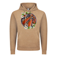 Vintage Coffee basketball with patterns and daisies Vintage Hoodie - texasbilliewilder