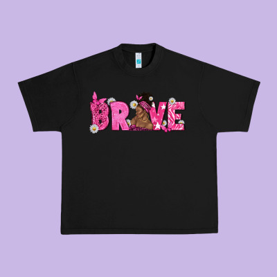 Breast Cancer Brave With Afro Woman Urban Heavy Tee Designed By Texasbilliewilder