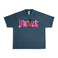 Midnight Navy Breast Cancer Brave with Afro Woman Urban Heavy Tee - texasbilliewilder