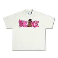 Pistachio Breast Cancer Brave with Afro Woman Urban Heavy Tee - texasbilliewilder