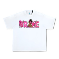 White Breast Cancer Brave with Afro Woman Urban Heavy Tee - texasbilliewilder