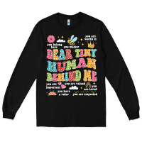 Black customized teacher dear tiny human behind me back Long Sleeve Tee - JahusDesignShop