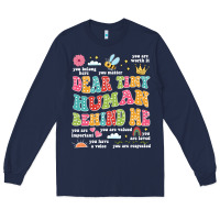 Navy customized teacher dear tiny human behind me back Long Sleeve Tee - JahusDesignShop