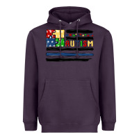 Plum autism usa flag Heavyweight Hoodie - MaliasSmallBusiness