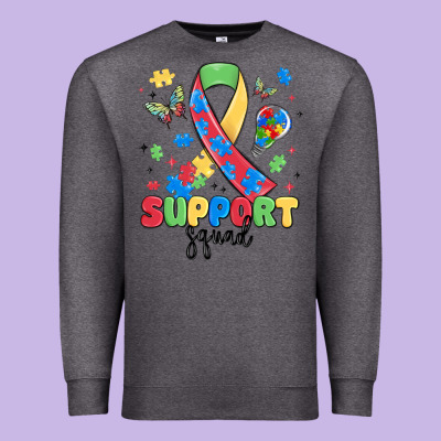 Support Squad Autism Premium Sweatshirt Designed By Maliassmallbusiness