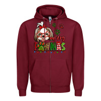 Burgundy merry pawmas christmas shih tzu Zipper Hoodie - Jasminsmagicworld
