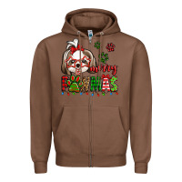 Chestnut merry pawmas christmas shih tzu Zipper Hoodie - Jasminsmagicworld
