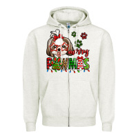 Oatmeal Heather merry pawmas christmas shih tzu Zipper Hoodie - Jasminsmagicworld