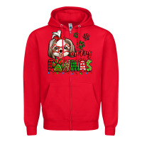 Red merry pawmas christmas shih tzu Zipper Hoodie - Jasminsmagicworld
