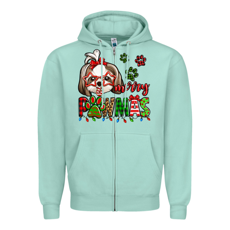 Merry Pawmas Christmas Shih Tzu Zipper Hoodie by Jasminsmagicworld | Teevron