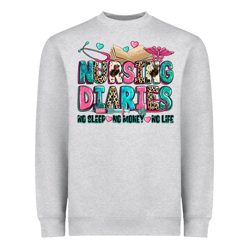 Nursing Diaries No Sleep No Money No Life Heavyweight Sweatshirt by Zillion Design Studio | Teevron