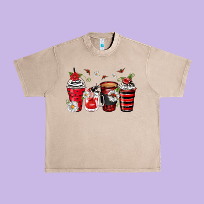Ladybug Coffee Cups Urban Heavy Tee Designed By Zillion Design Studio