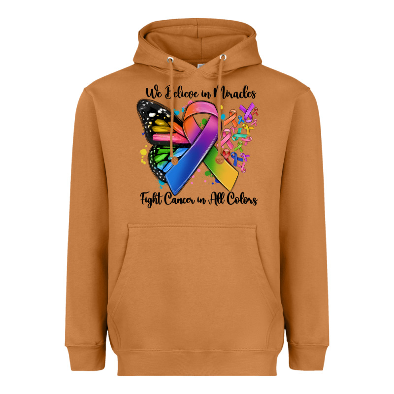 We Believe In Miracles Fight Cancer In All Colors Heavyweight Hoodie by MaliasSmallBusiness | Teevron