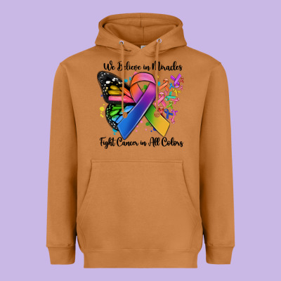 We Believe In Miracles Fight Cancer In All Colors Heavyweight Hoodie Designed By Maliassmallbusiness