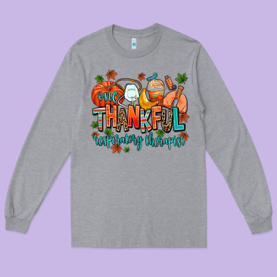 One Thankful Respiratory Therapist Long Sleeve Tee Designed By Adodesignshop