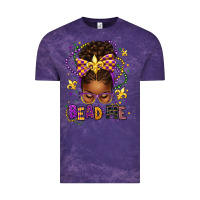 Cloud Purple bead me mardi gras afro messy bun Vintage Tee - texasbilliewilder