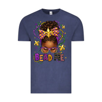 Vintage Denim bead me mardi gras afro messy bun Vintage Tee - texasbilliewilder