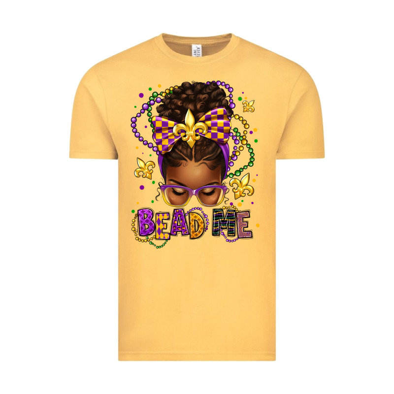 Bead Me Mardi Gras Afro Messy Bun Vintage Tee by texasbilliewilder | Teevron