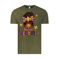 Vintage Olive bead me mardi gras afro messy bun Vintage Tee - texasbilliewilder