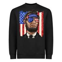 Black American flag with lincoln Heavyweight Sweatshirt - texasbilliewilder