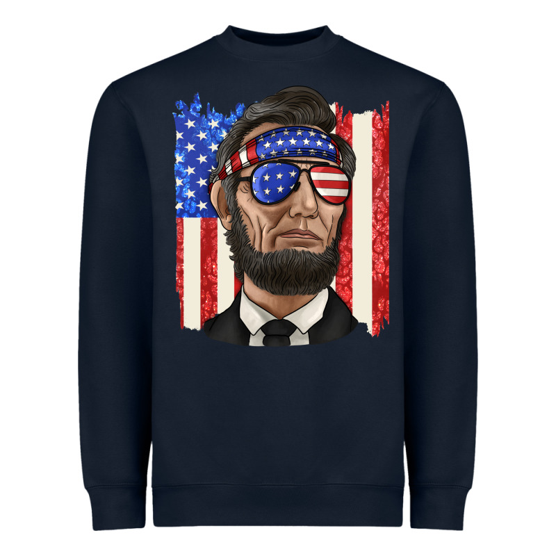 American Flag With Lincoln Heavyweight Sweatshirt by texasbilliewilder | Teevron