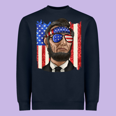 Heavyweight Sweatshirt American flag with lincoln