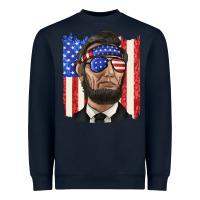 Navy American flag with lincoln Heavyweight Sweatshirt - texasbilliewilder