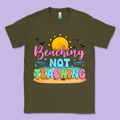 Beaching Not Teaching Black Back Classic Tee Designed By Jahusdesignshop